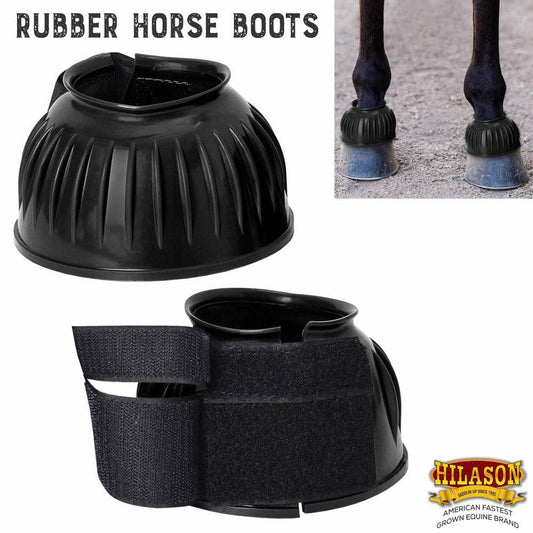 Horse PVC Ribbed Double Hook & Loop Bell Boots