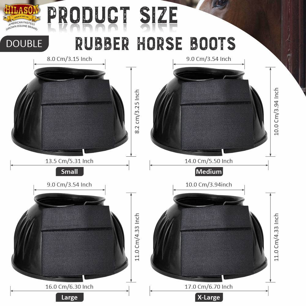 Horse PVC Ribbed Double Hook & Loop Bell Boots