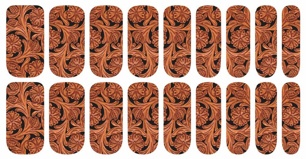 Buckarette Tooled Leather Westen Nail Polish Strips