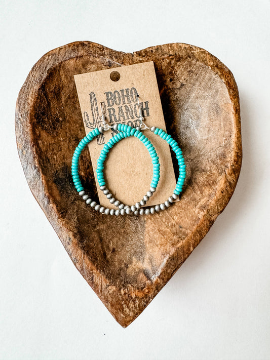 Hoop Earrings - Navajo Style Beads - colored discs