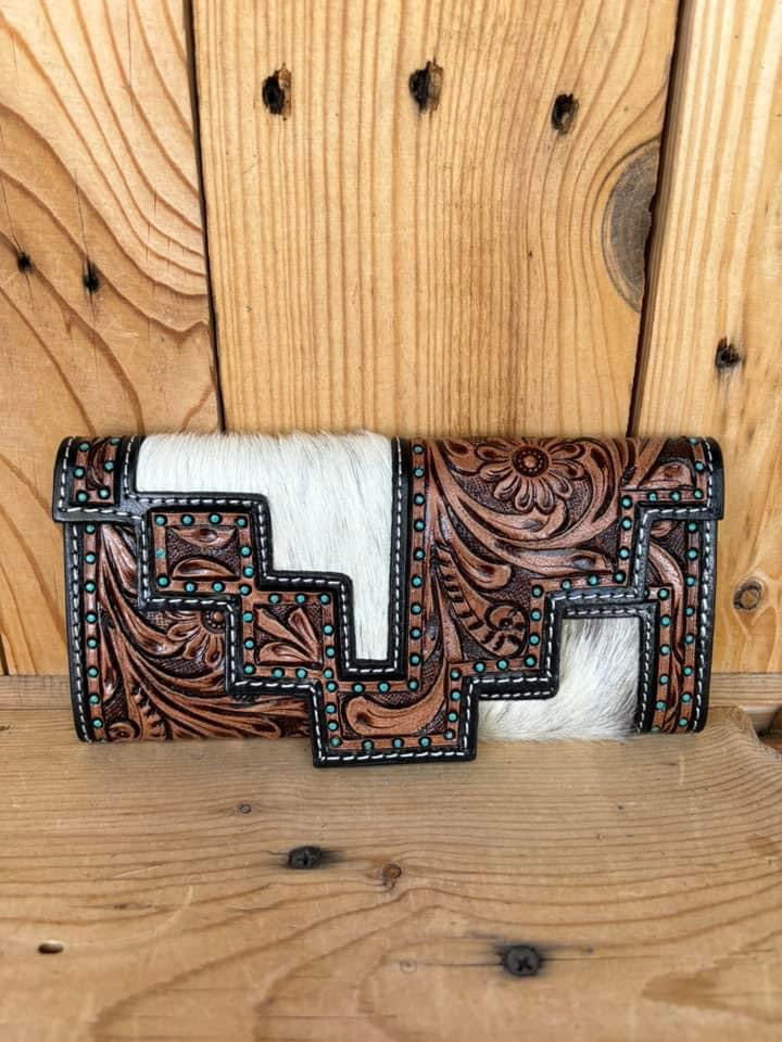 Hair On Hide Wallet - Tooled