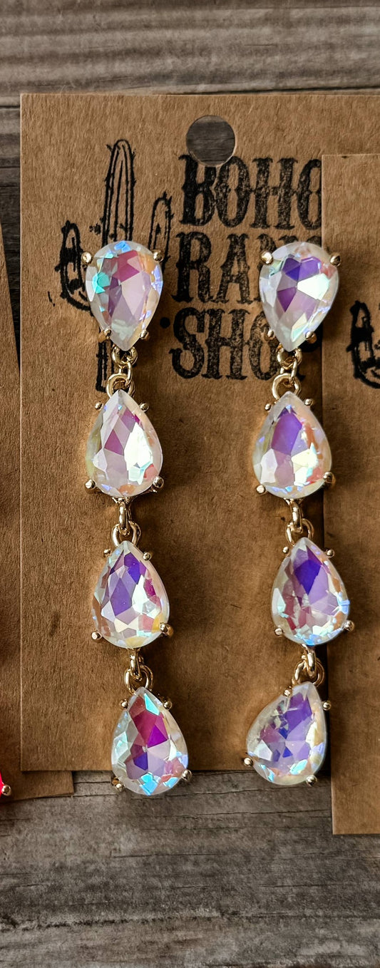 Western Teardrop Glass Stone Earrings
