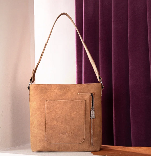 Trinity Ranch Hair-on Cowhide Tooled Shoulder Bag