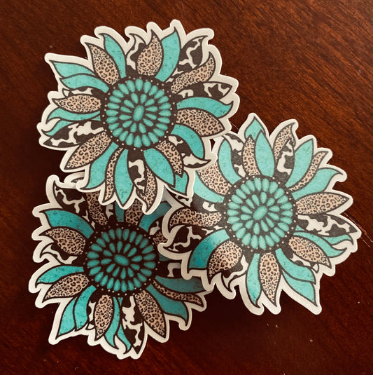 Turquoise Flower Sticker