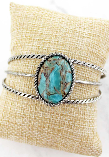 Oval Marbled Turquoise Bracelet