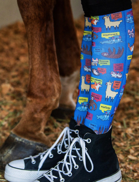 dreamers & schemers Pair & A Spare Sarcastic Animals Pair & a Spare equestrian boot socks boot socks thin socks riding socks pattern socks tall socks funny socks knee high socks horse socks horse show socks