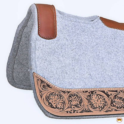 Grey Western Contoured Wool Felt Therapeutic Saddle Pad