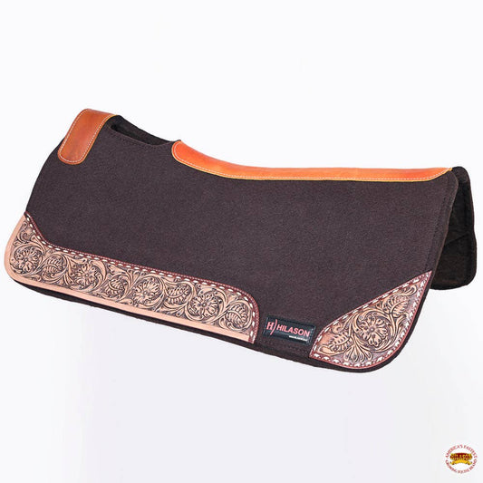 Brown Saddle PAD Western Contoured Wool Felt Moisture Wicking
