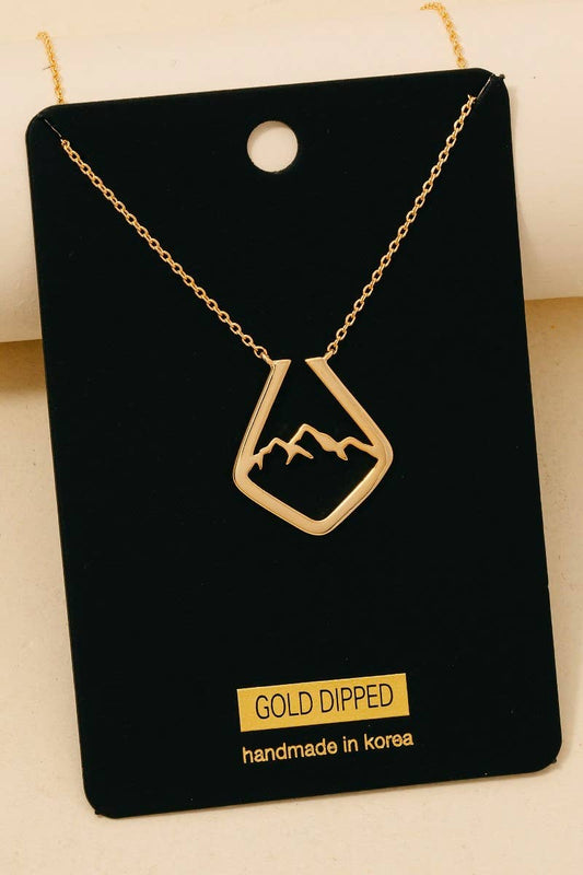 Gold Dipped Mountain Range Ring Keeper Pendant Necklace