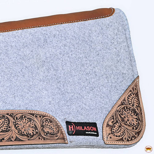 Grey Western Contoured Wool Felt Therapeutic Saddle Pad