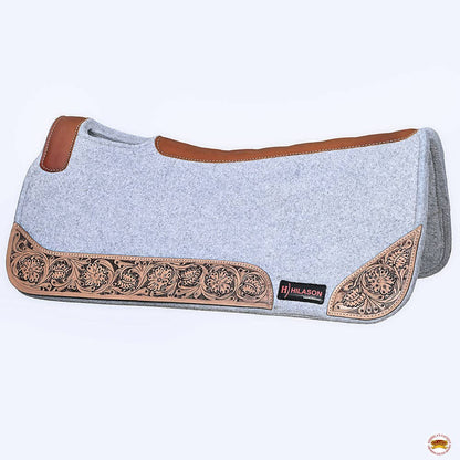Grey Western Contoured Wool Felt Therapeutic Saddle Pad