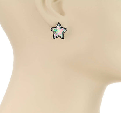 Western Opal Stone Star Stud Earrings