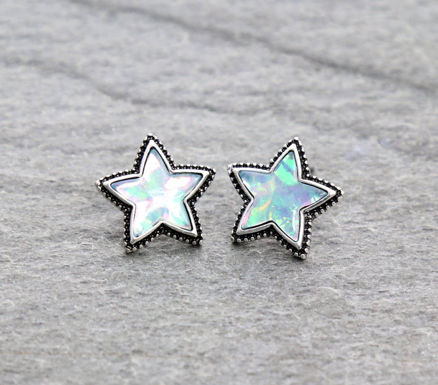 Western Opal Stone Star Stud Earrings