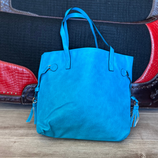 Turquoise Tassel Tote