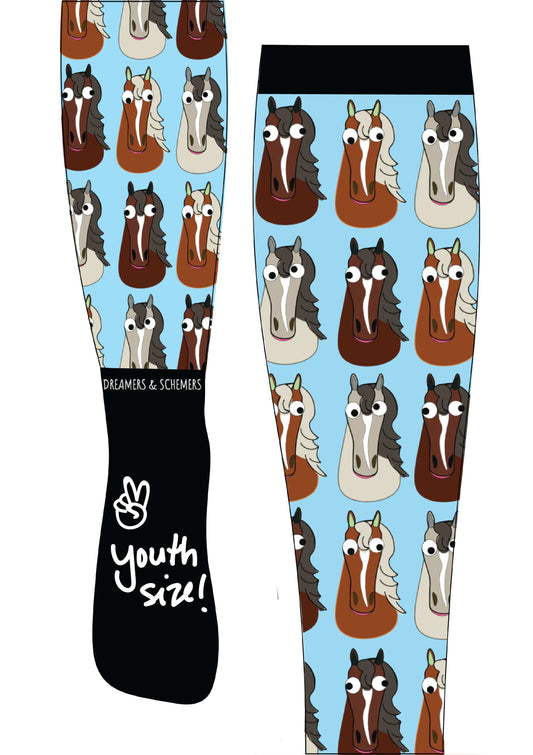 dreamers & schemers Youth Pair & a Spare Questionable Choices Youth Pair & Spare equestrian boot socks boot socks thin socks riding socks pattern socks tall socks funny socks knee high socks horse socks horse show socks